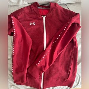 small/petite loose under armour red bomber jacket